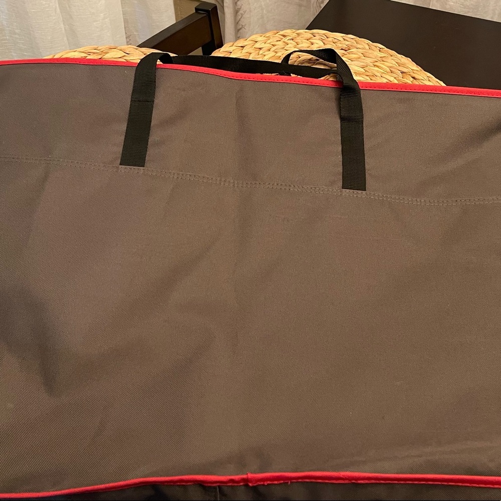 New Large Canvas Zipper Storage Bags Blue and Charcoal Red Trim.